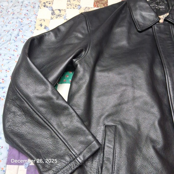 VTG EUC Hunting Horse Black Lined Leather Jacket Size 2XL Heavyweight Italian - Picture 2 of 14